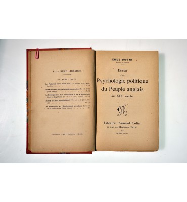Essai d'une Psychologie politique du Peuple anglais au XIXe siècle