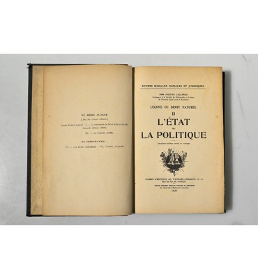 Lecons de droit naturel. L'état ou la politique.