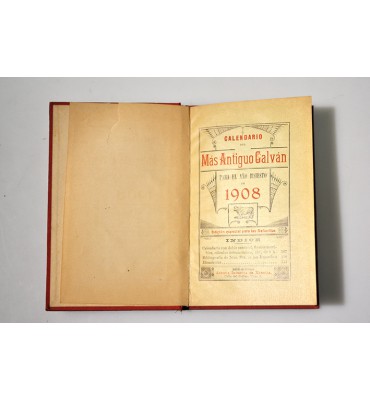 Calendario del más antiguo Galván para el año bisiesto de 1908