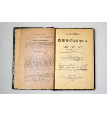 Calendario del más Antiguo Galván para el año de 1901
