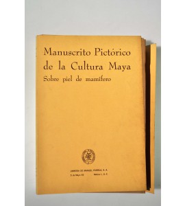 Manuscrito pictórico de la cultura Maya sobre piel de mamífero.