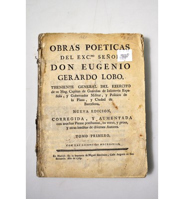 Obras poéticas del Exc.mo Señor Don Eugenio Gerardo Lobo